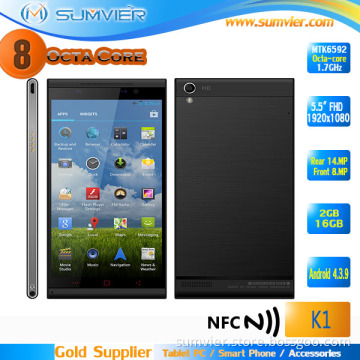 5.5inch FHD Mtk 6592 Octa Core 3G Nfc 2200mAh Battery Android 4.3 Cellphone (K1)